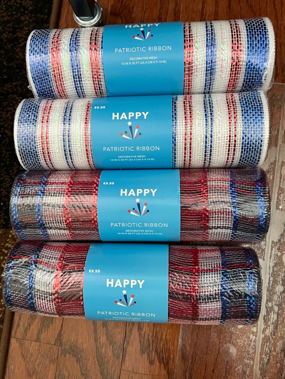 Happy Patriotic Mesh- Red White Blue (4 Packs)